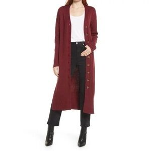 Vince Camuto Burgundy Long Cardigan, Sz S, NWT